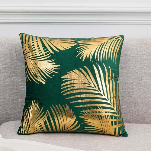 Gold Leaf Pattern Velvet Cushion Covers 45 x 45 cm - Cherish Home