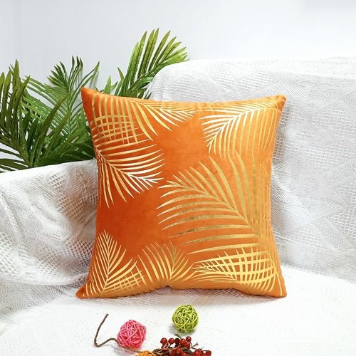 Gold Leaf Pattern Velvet Cushion Covers 45 x 45 cm - Cherish Home