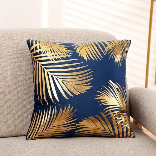 Gold Leaf Pattern Velvet Cushion Covers 45 x 45 cm - Cherish Home