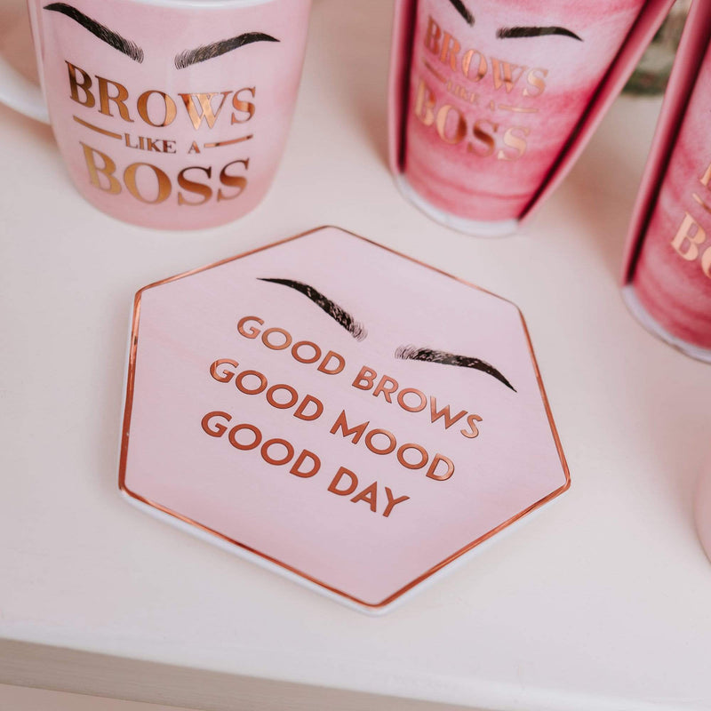 Good Brows Pink & Gold Jewellery Ring Holder - Vanity Decor Organiser for Women & Girls - Cherish Home