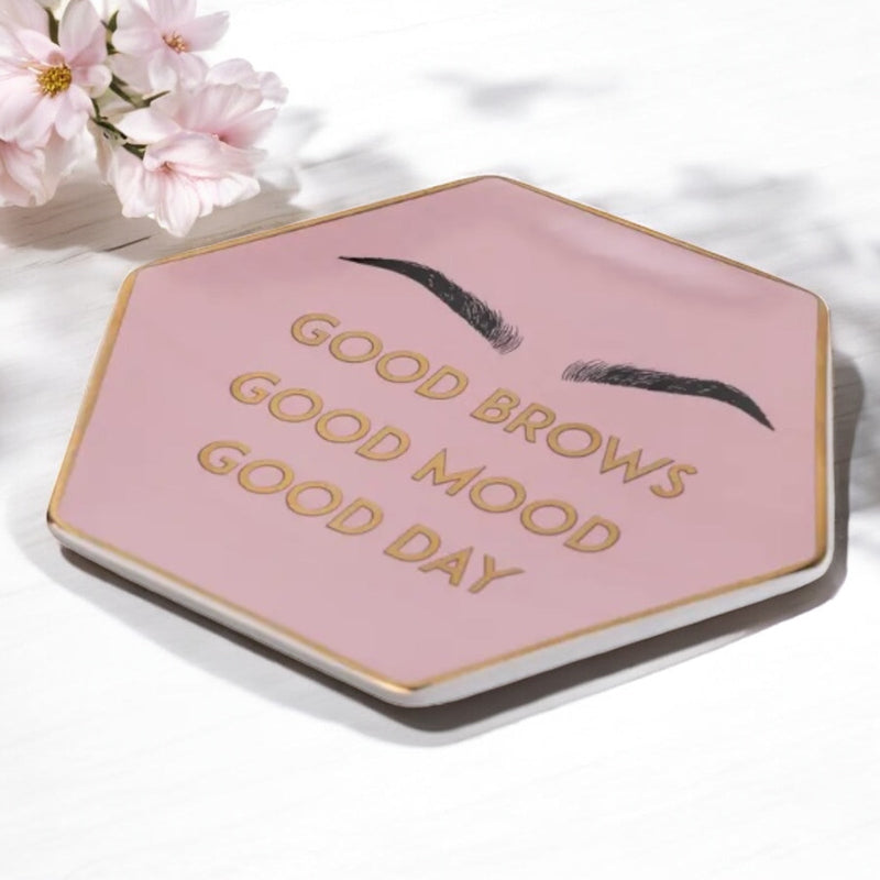 Good Brows Pink & Gold Jewellery Ring Holder - Vanity Decor Organiser for Women & Girls - Cherish Home