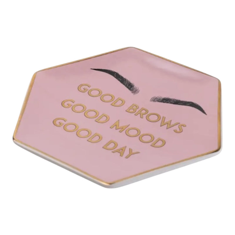 Good Brows Pink & Gold Jewellery Ring Holder - Vanity Decor Organiser for Women & Girls - Cherish Home