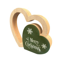 Green Wooden Heart Christmas Decoration - Small Festive Sign - Cherish Home
