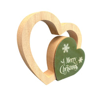 Green Wooden Heart Christmas Decoration - Small Festive Sign - Cherish Home