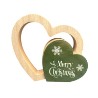 Green Wooden Heart Christmas Decoration - Small Festive Sign - Cherish Home