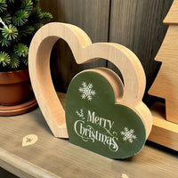Green Wooden Heart Christmas Decoration - Small Festive Sign - Cherish Home