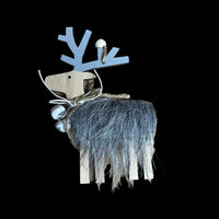 Grey Faux Fur Reindeer Hanging Christmas Tree Decoration - Cherish Home