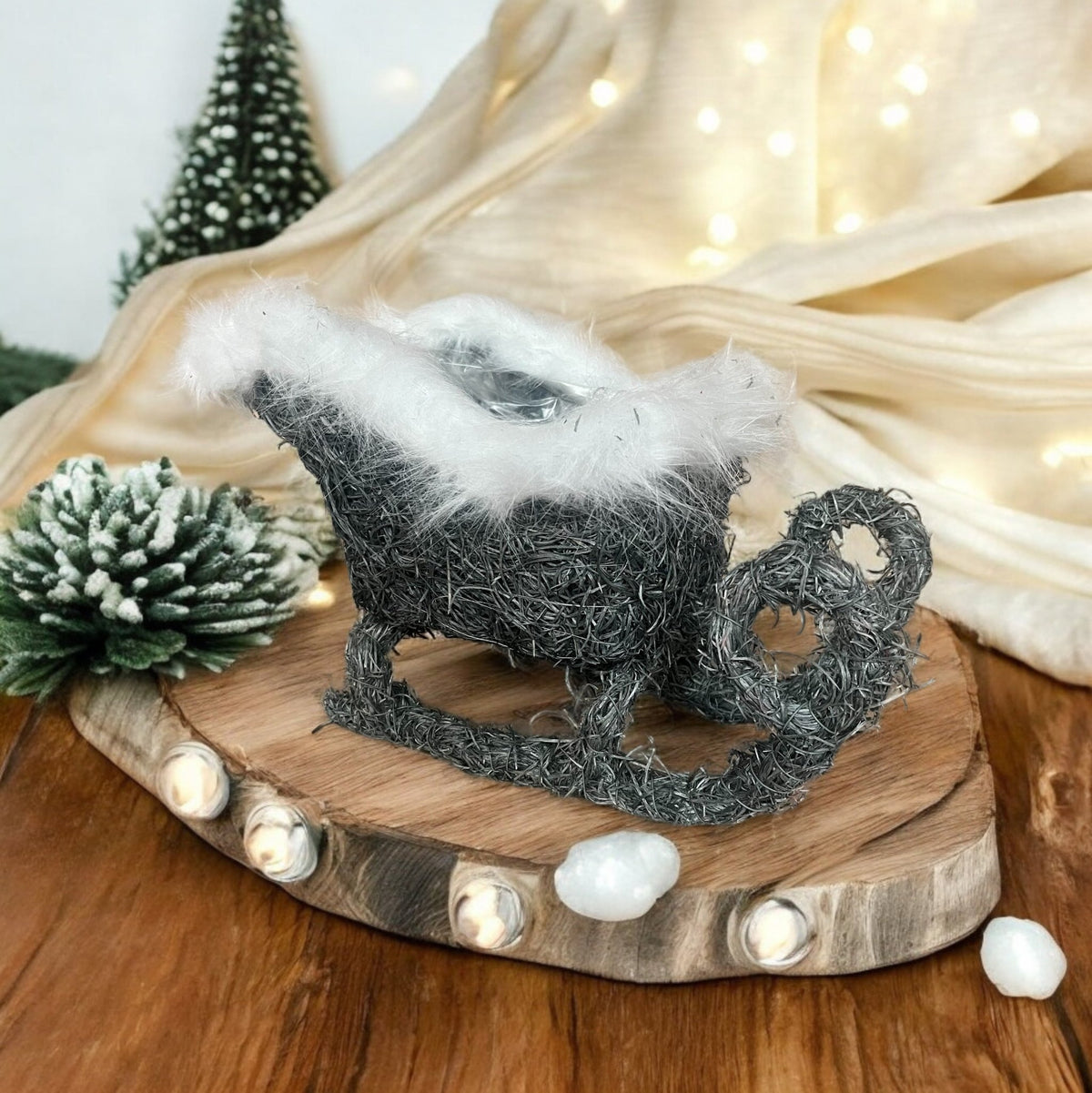 Grey Fur Lined Sleigh - Cherish Home