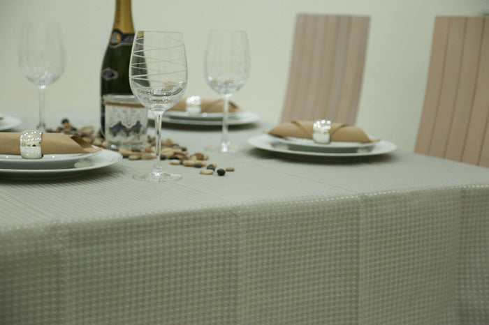 Grey On Grey Polka Dots Tablecloth Machine Wash Table Cloth 180cm x 130cm (6ft) - Cherish Home