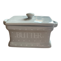 Grey with White Hearts Butter Dish and Lid - Cherish Home