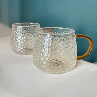 Hammered Glass 350ml Coffee Mug - Elegant Textured Drinking Cup, Clear Glass for Iced Coffee, Tea, Lattes, Water & More - Cherish Home
