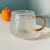 Hammered Glass 350ml Coffee Mug - Elegant Textured Drinking Cup, Clear Glass for Iced Coffee, Tea, Lattes, Water & More - Cherish Home