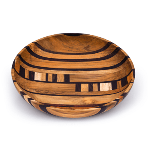 Handmade Upcycled Wood Fruit Bowl - Unique End Grain Design, Sustainable Kitchen & Dining Decor (Available in 2 Patterns & Sizes) - Cherish Home