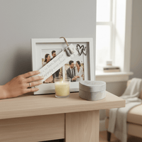"Happily Ever After" Wedding Gift Box with Sentimental Pebble Art, Heart Frame, Trinket Box, and Candle - Cherish Home