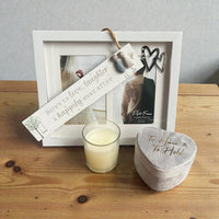 "Happily Ever After" Wedding Gift Box with Sentimental Pebble Art, Heart Frame, Trinket Box, and Candle - Cherish Home