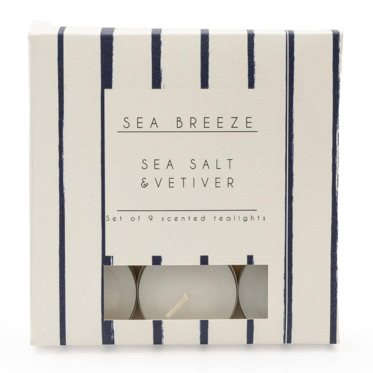 Harbour Stripe Tealights - Set of 9 Scented Candles for Coastal Decor, Sea Breeze & Nautical Home Fragrance - Cherish Home