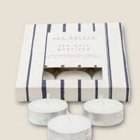 Harbour Stripe Tealights - Set of 9 Scented Candles for Coastal Decor, Sea Breeze & Nautical Home Fragrance - Cherish Home