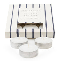 Harbour Stripe Tealights - Set of 9 Scented Candles for Coastal Decor, Sea Breeze & Nautical Home Fragrance - Cherish Home