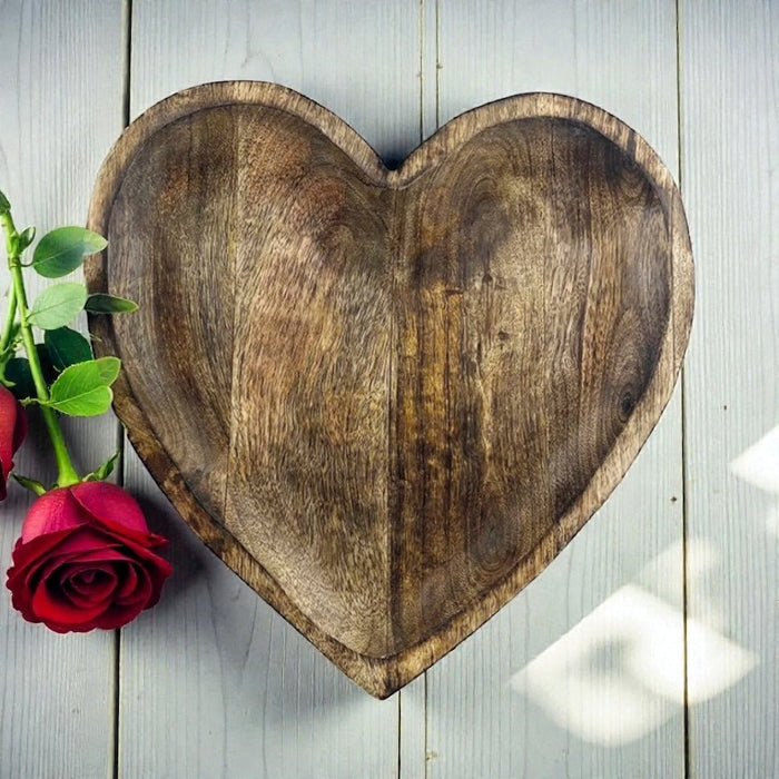 Heart Shaped Brown Natural Mango Wood Fruit Bowl - Cherish Home
