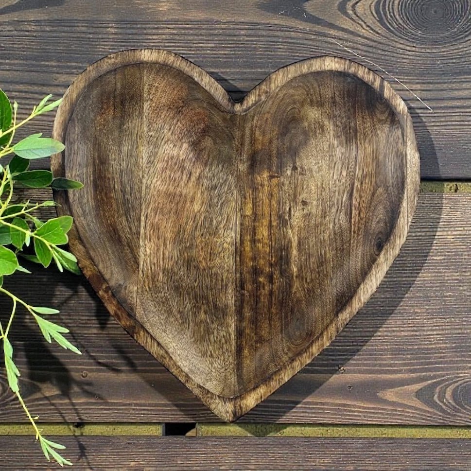 Heart Shaped Brown Natural Mango Wood Fruit Bowl - Cherish Home
