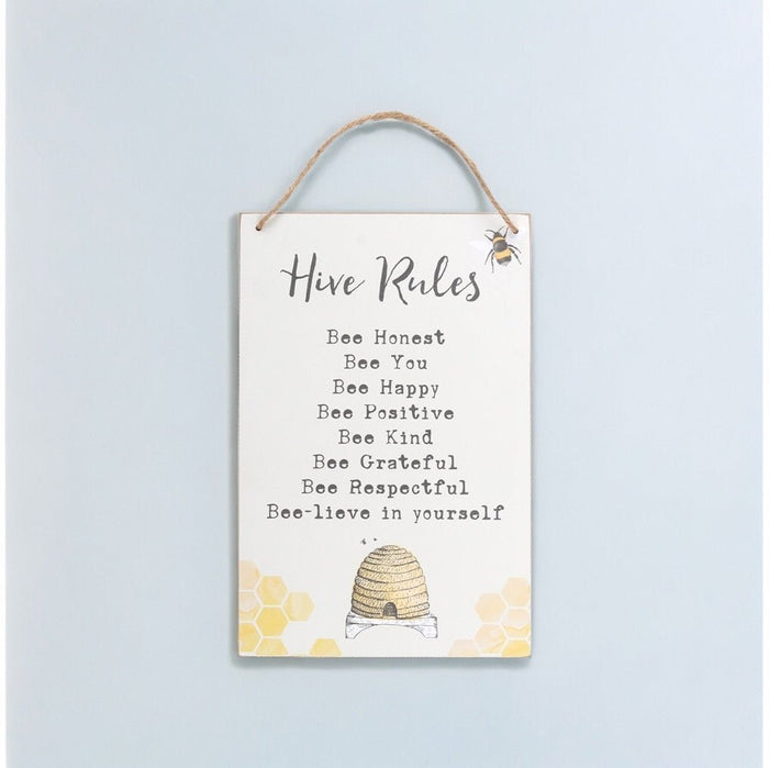 Hive Rules Summer Wooden Hanging Sign - Cherish Home