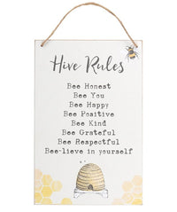 Hive Rules Summer Wooden Hanging Sign - Cherish Home