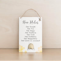 Hive Rules Summer Wooden Hanging Sign - Cherish Home