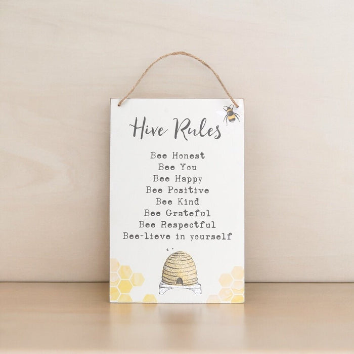 Hive Rules Summer Wooden Hanging Sign - Cherish Home