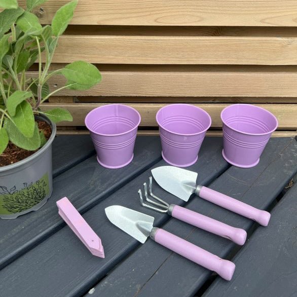 Home Growing Planting Kit Herb Planting 3 Pots Miniature Tools Nursery Pot Lilac - Cherish Home