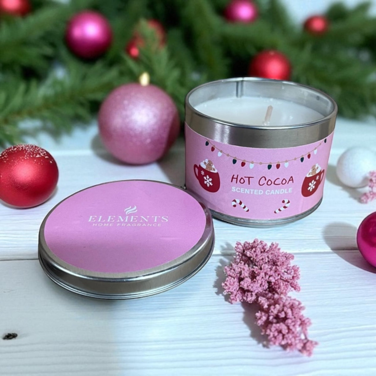 Hot Cocoa Small Candly Cane and Hot Chocolate Design Candle - Cherish Home