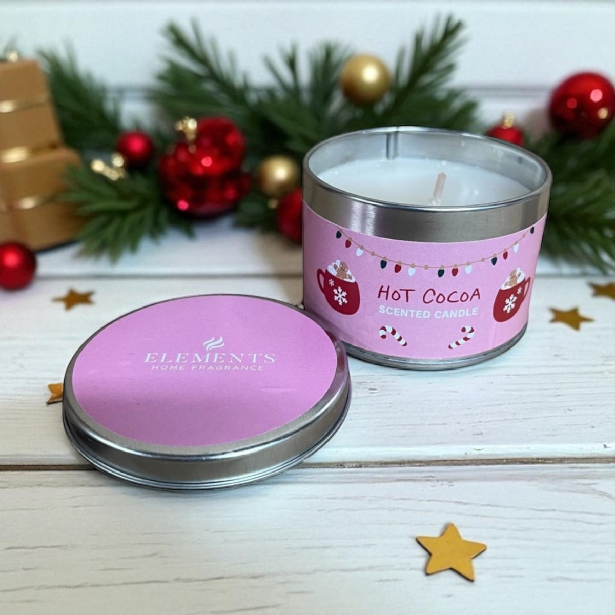 Hot Cocoa Small Candly Cane and Hot Chocolate Design Candle - Cherish Home