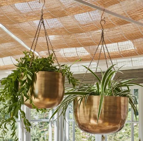 Indoor Antique Brass Hanging Planter - Cherish Home