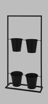 Indoor Or Outdoor Black Metal Herb Plant Planter Set of 4 Plant Pots - Cherish Home