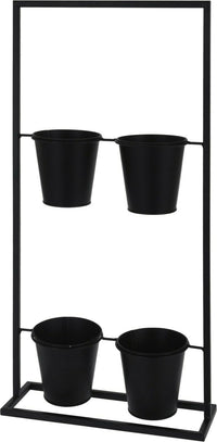 Indoor Or Outdoor Black Metal Herb Plant Planter Set of 4 Plant Pots - Cherish Home