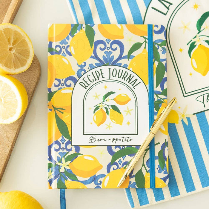 Italian Lemon Print A5 Recipe Journal Gift Birthday New Home Selfcare - Cherish Home