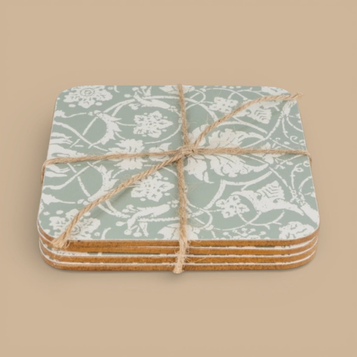 Jeff Banks Jacquard Sage Green Tea Towels & Coasters Bundle Set - Cherish Home