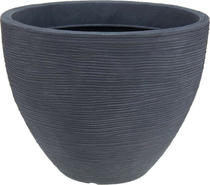 Koopman 39cm Round Flower Bowl Stone Grey UV - Resistant Large Plastic Planter - Cherish Home