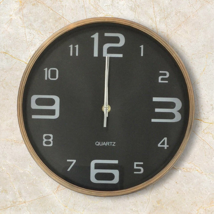 Large 30cm Round Wall Clock With Quartz Movement Brushed Copper - Cherish Home