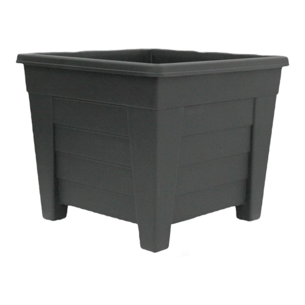 Large 32cm Dia Square Planter, Black Plastic Plant Pot - Cherish Home