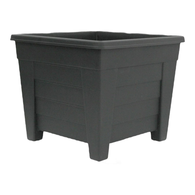 Large 32cm Dia Square Planter, Black Plastic Plant Pot - Cherish Home