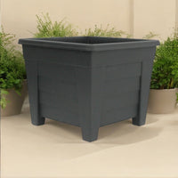 Large 32cm Dia Square Planter, Black Plastic Plant Pot - Cherish Home