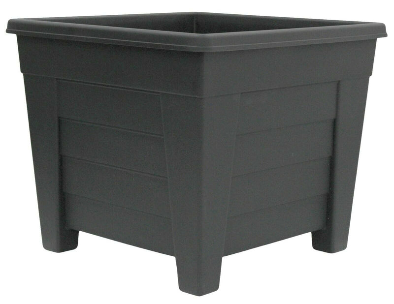 Large 32cm Dia Square Planter, Black Plastic Plant Pot - Cherish Home