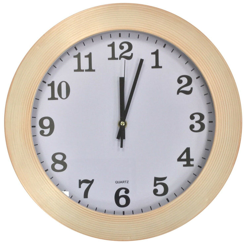 Large 35cm Round Wall Clock With Quartz Movement Light Red Pattern - Cherish Home