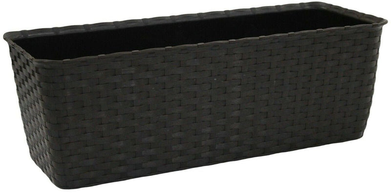 Large 40cm Brown Rattan Planters & Water Reserve Window Box Pot - Cherish Home
