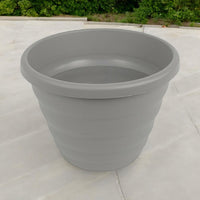 Large 40cm Round Rippled Grey Barrel Planter 22L - Cherish Home