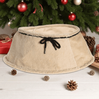 Large 60cm Cream Christmas Tree Skirt Foldable Faux - Fur Effect Base Cover - Cherish Home