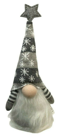 Large Christmas Gonk Decoration Grey & White Xmas Gnome Ornament 35cm - Cherish Home