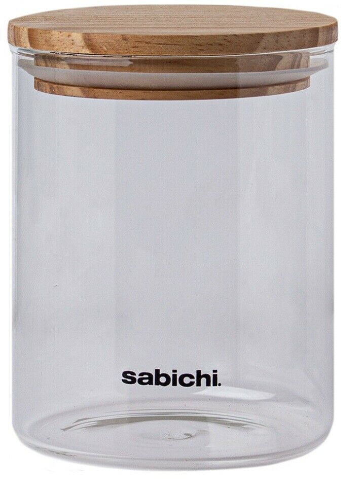 Large Clear Airtight Glass Canister 900ml/1.2L Kitchen Storage Jar with Wood Lid - Cherish Home