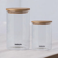 Large Clear Airtight Glass Canister 900ml/1.2L Kitchen Storage Jar with Wood Lid - Cherish Home