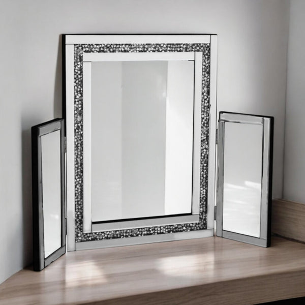Large Gatsby Beautiful Dressing Table Mirror All Glass Crystal Edge Design